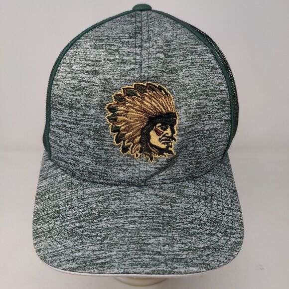 Pacific Headwear Men's Snapback Mesh Back Hat Green OSFA Embroidered Indian Head - Picture 2 of 8